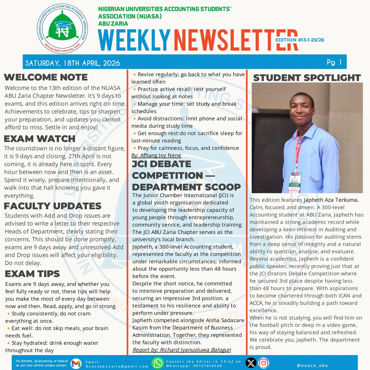 NUASA_ABU's tweet photo. 18-04-2026
Our Weekly Newsletter https://t.co/wmobEKrdZP