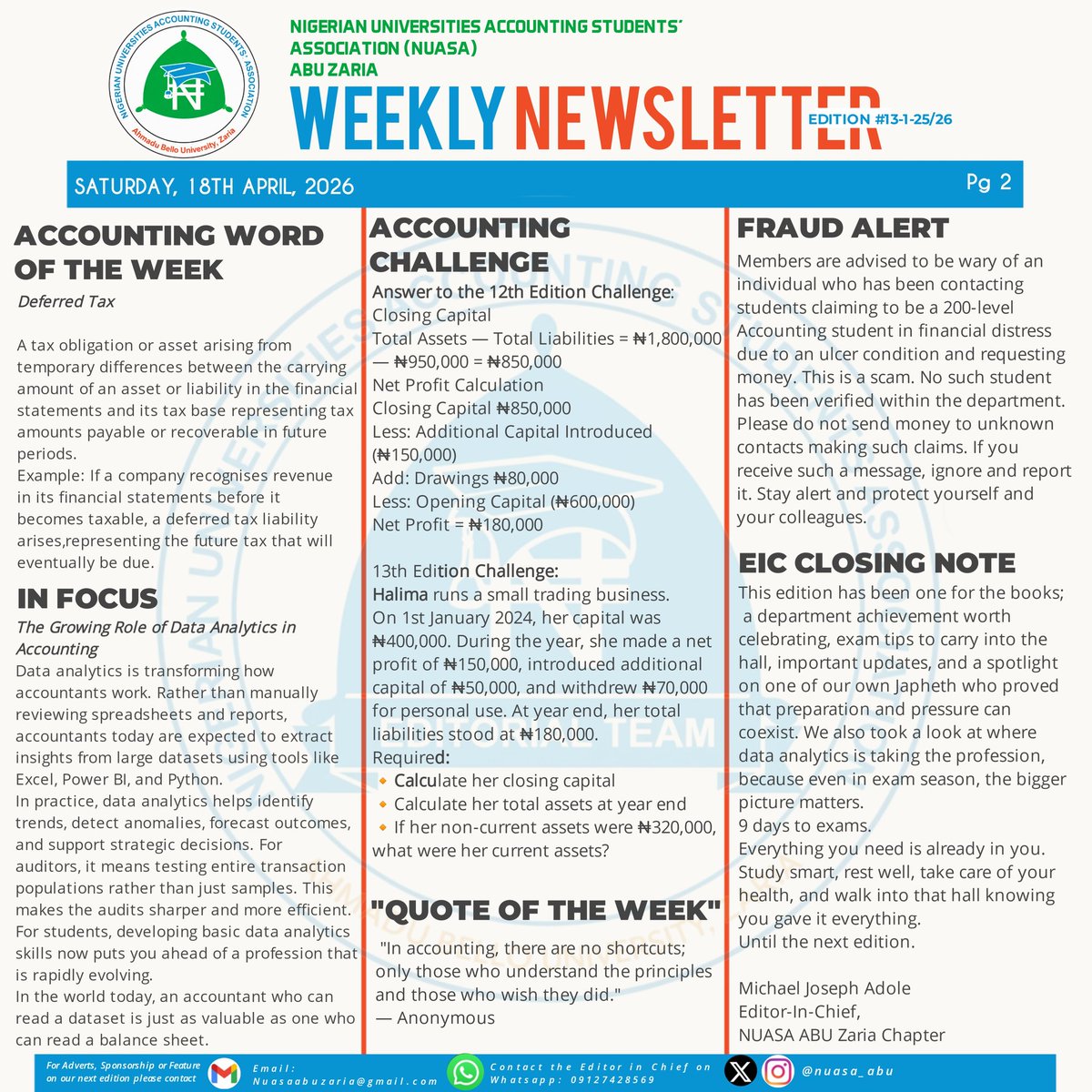 NUASA_ABU's tweet photo. 18-04-2026
Our Weekly Newsletter https://t.co/wmobEKrdZP