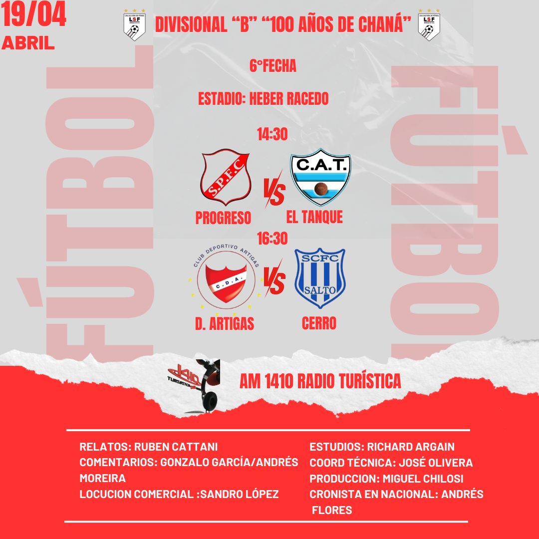 VozSalto's tweet photo. Domingo de fútbol salteño en la Divisional "B" .
Sumate a la trasmisión junto a 1410AM y https://t.co/XXBW6mhoDo https://t.co/fobwtYMs7B