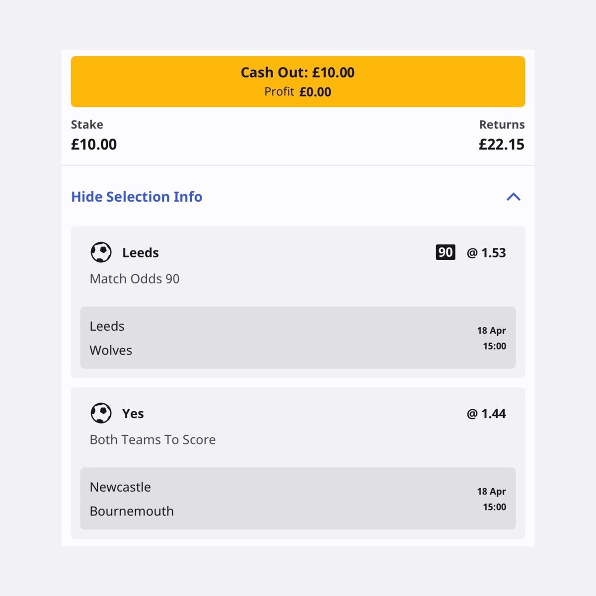 BadManBetting's tweet photo. ✅ Going for three Best Bet Double winners in a row!

📌 Load it: https://t.co/K3kd44l6SV

Here's my notes behind it. Make sure you give them read before placing:

📚 Leeds vs Wolves - Leeds to win

👉 Leeds have won 64% of their total points at home, and are coming into this having beaten Man Utd on Monday.

👉 Wolves were battered 4-0 by West Ham last time out, making it 11 losses from their last 16 away games.

👉 Unsurprisingly, Wolves have the worst away record in the entire league. Leeds won 3-1 in the reverse, but now have home advantage.

📚 Newcastle vs Bournemouth - BTTS

👉 BTTS has landed in eight of Newcastle's last nine in the league. At home, it's landed in 10 of their last 12.

👉 For Bournemouth, it's landed in 11 of 16 away games - including their last game at the Emirates.

👉 This match sees the best home team for BTTS host the third best away team for BTTS. Goals are on the menu.

Best of luck if you're joining me.

18+, Gamble Responsibly.