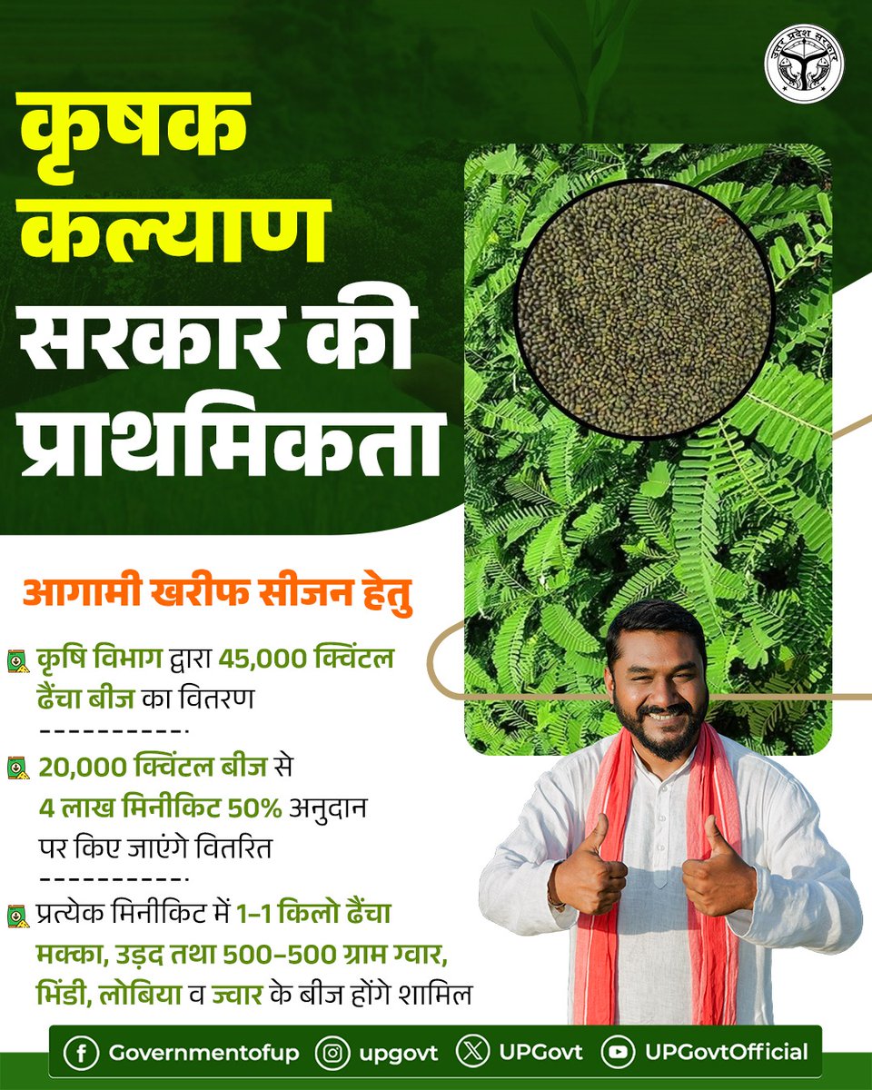 किसान कल्याण के प्रति सरकार की प्रतिबद्धता...

आगामी खरीफ सीजन हेतु बीज वितरण व अनुदान के माध्यम से किसानों को सशक्त किया जा रहा है, जिससे उत्पादन क्षमता व आय में निरंतर वृद्धि सुनिश्चित हो रही है।