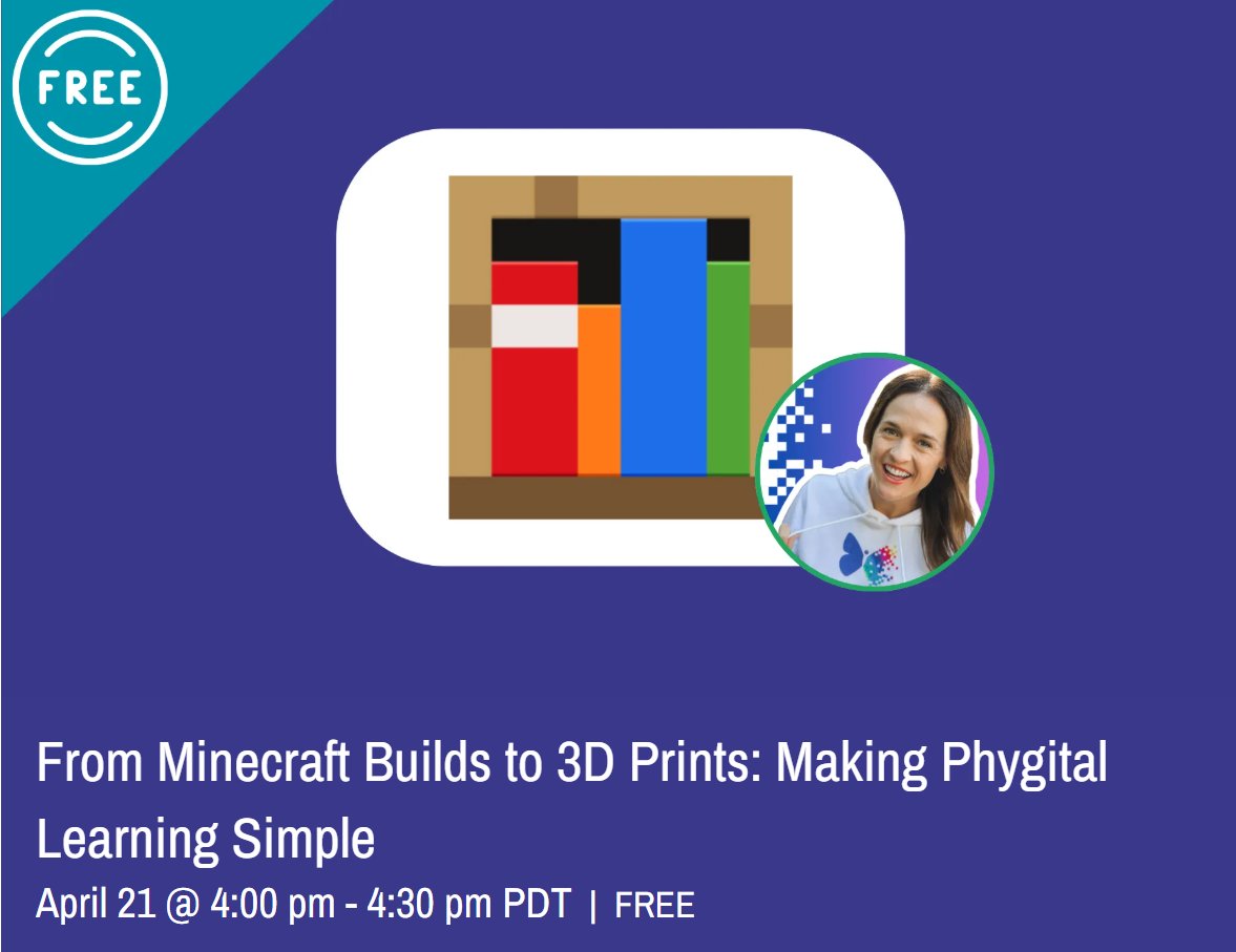 PhygitalLabs's tweet image. Ever wished your students’ #MinecraftEdu builds could make it out of the game? Join us for this FREE webinar that explores the 3D Print World, a free resource designed to make exporting student creations simple. Register to learn more: phygitallabs.com/events. #PhygitalLearning