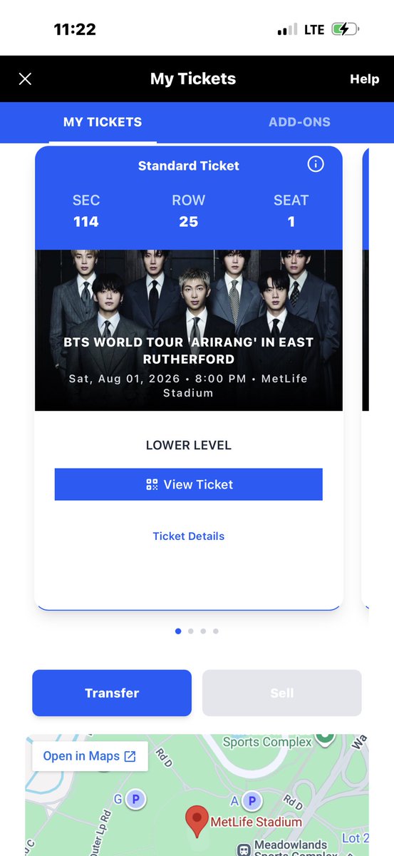 I’ve got 4x tickets to see  BTS WORLD TOUR 'ARIRANG' IN EAST RUTHERFORD for Saturday concert show 🎫

Sat, Aug 01, • 2026, 8:00pm

Venue: MetLife Stadium • East Rutherford, NJ

Face value 
Dm me if you want them 🙏
Transfer via Ticketmaster thank you!!
