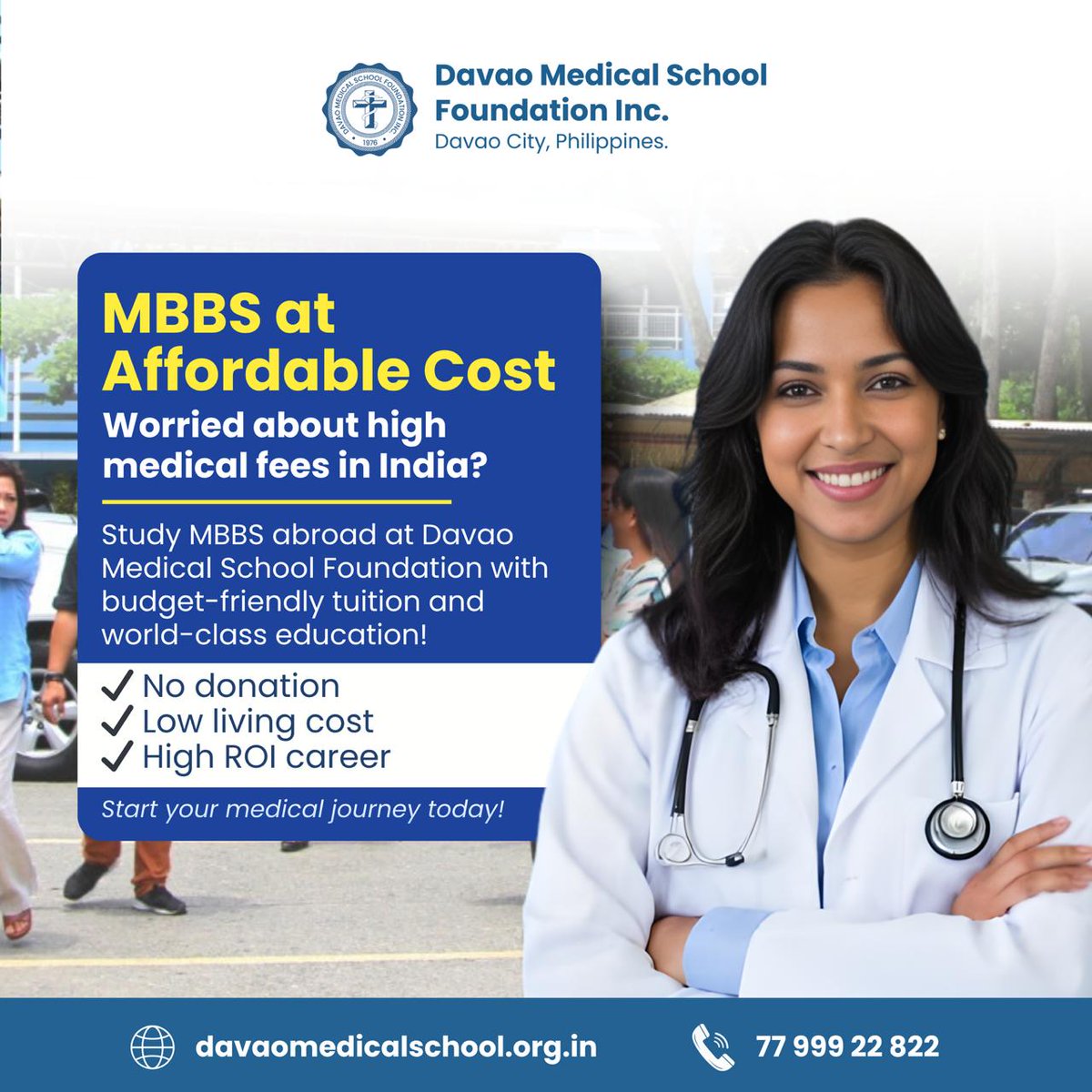 davaomedic1157's tweet image. Dreaming of MBBS but worried about fees? 🎓

Study at Davao Medical School Foundation:
✔️ No donation
✔️ Low cost
✔️ High ROI
📞 77 999 22 822
🌐 davaomedicalschool.org.in

#MBBSAbroad #StudyMBBS #FutureDoctors