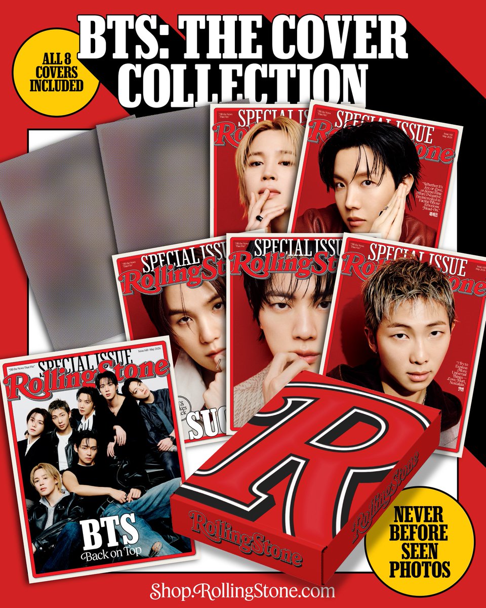 <a href="/bts_bighit/">BTS_official</a> Rolling Stone Presents: 'BTS: The Cover Collection' 💜

» 8 interviews, 8 covers
» Exclusive photography you won’t find anywhere else
» The best way to secure the full collection

Shop now, while supplies last: shop.rollingstone.com