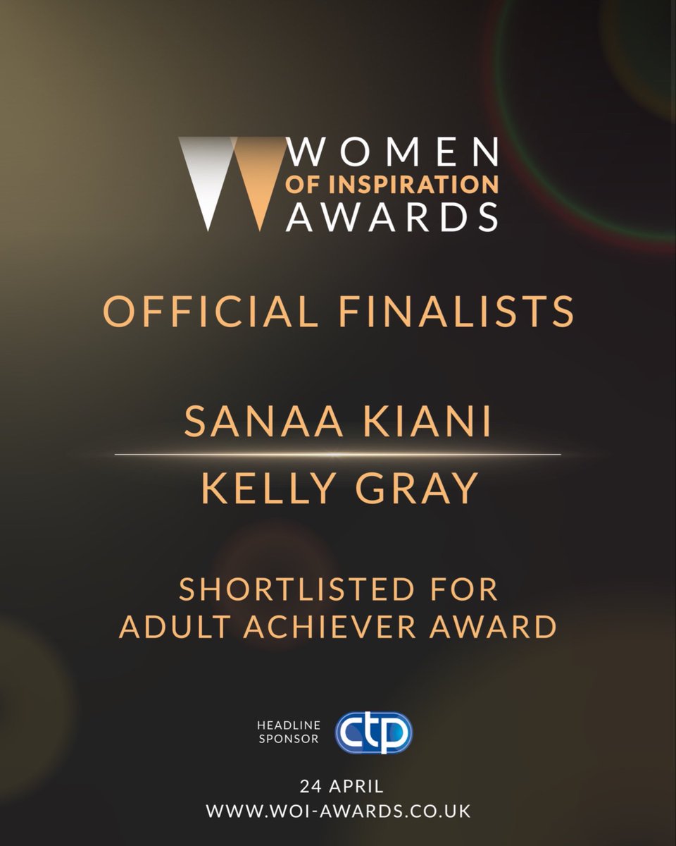 WOI_Awards's tweet image. Finalists Announced!🏆

Huge congratulations to Sanaa Kiani and Kelly Gray for being named finalists for the Adult Achiever Award at the Women Of Inspiration Awards 2026! 

🎟 Tickets: woi-awards.co.uk

#WomenOfInspiration #WOIAwards2026 #Finalists #Inspiration