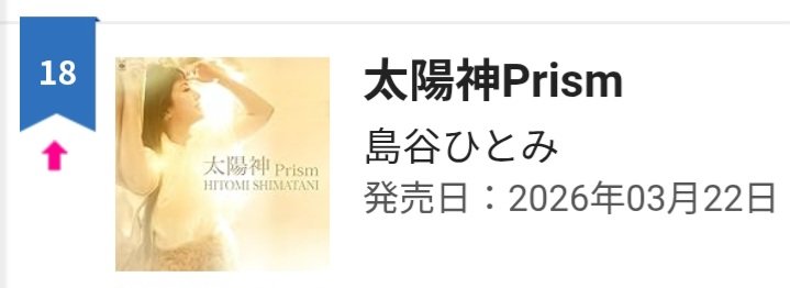 parallel4444's tweet photo. 04/18 オリコン デイリー 18位!
🎉🎉🎉🎉🎉🎉🎉🎉
#島谷ひとみ
#太陽神Prism
#Sareee https://t.co/fqnFZQy05G