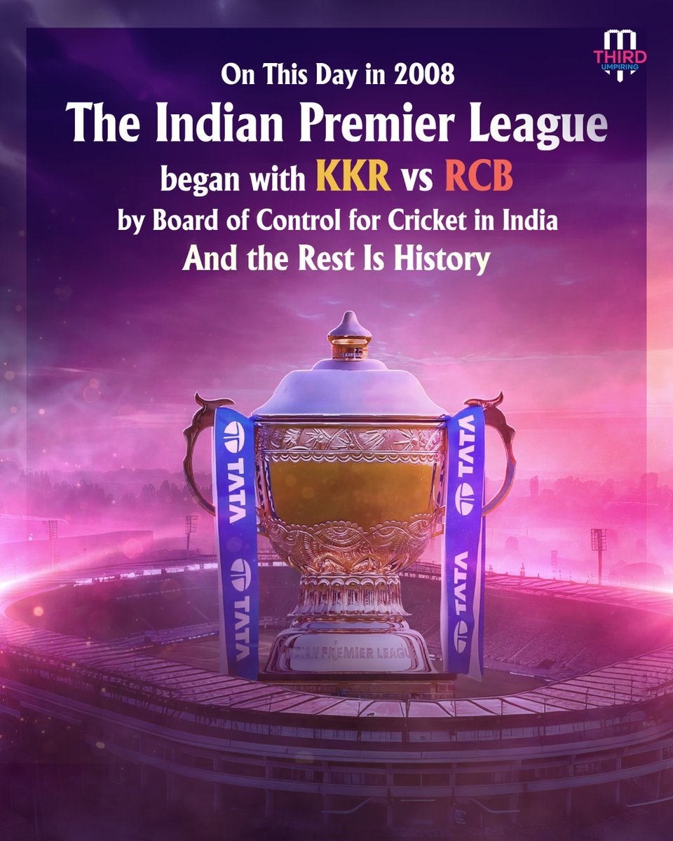 ThirdUmpiring's tweet image. April 2008. A revolution began. 🔥

The Indian Premier League embarked on its iconic journey with Kolkata Knight Riders vs Royal Challengers Bangalore marking the rise of cricket’s biggest spectacle. 

#IPL2008 #KKRvsRCB #SouravGanguly #Sachin #MSDhoni #ThirdUmpiring