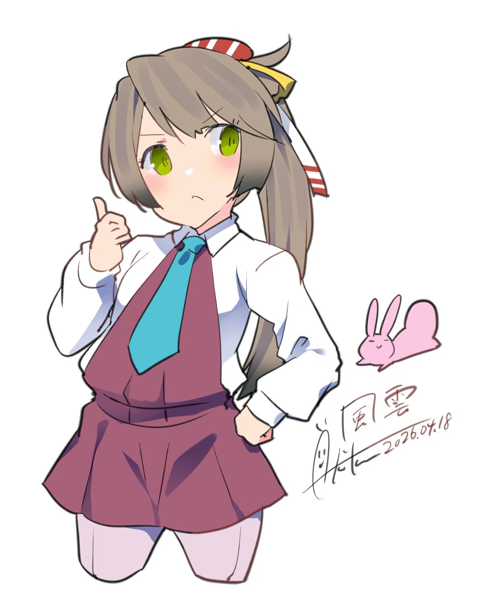 風雲(艦これ) 「風雲『大丈夫!』 #艦これ #風雲 #艦これ版深夜の真剣お絵描き60分一本勝負 」|あき缶@inicaのイラスト