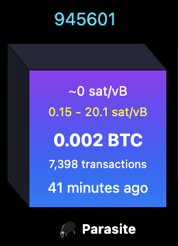 GMBBBBLOCK !!! 🔥🔥🔥☢️🟧⛏️

2nd block mined by Parasite decentralized Ordinals $BTC mining pool 🦈🫡