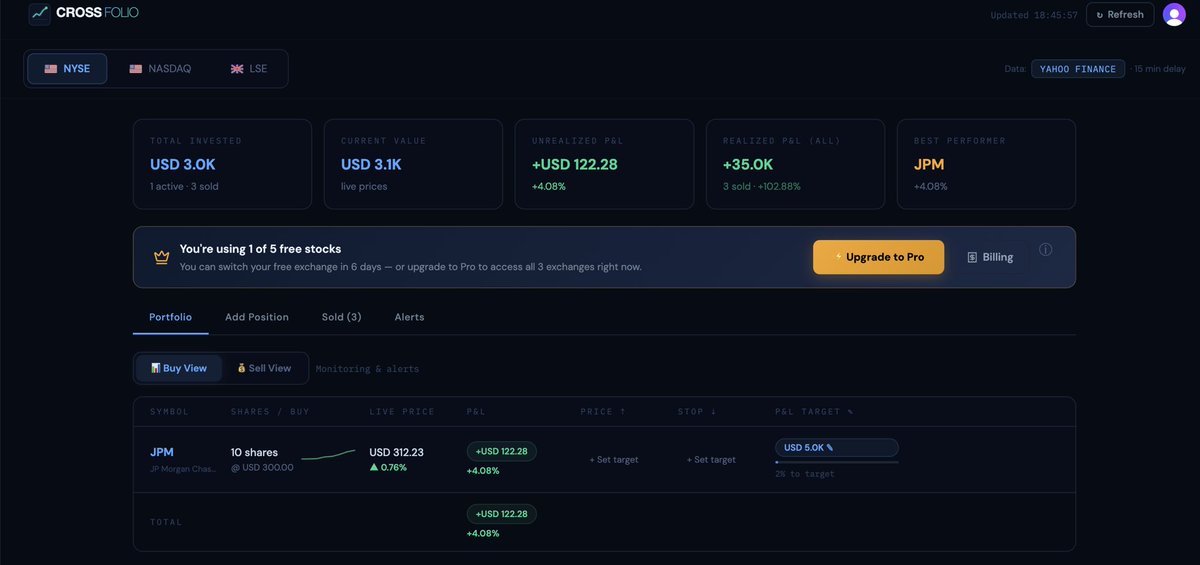 ZahubM's tweet image. Take a look at the crossfolio.app dashboard where you can track your investments, understand P/L and get dedicated email/in app alerts. 

Check it out now! 

#investing #trading #stock #StockPortfolio