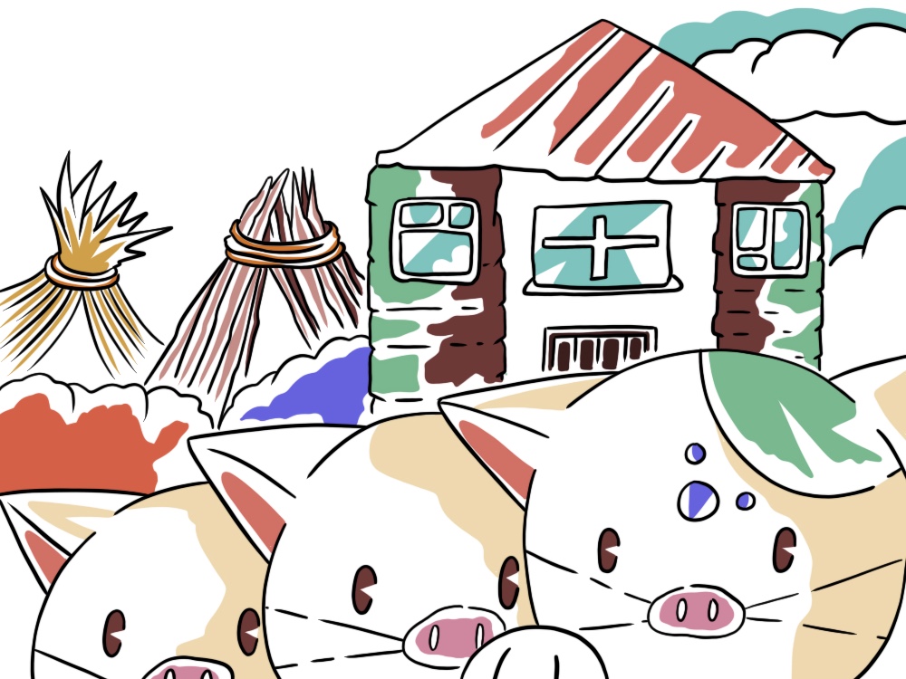 necodouraku's tweet image. 三匹の子豚の絵です。三匹の子豚ですが、よく見ると鼻は作り物の正体は。。。
#猫 #cat #mind #心 #illustration #illustrationart #イラスト #Oracle     #art #芸術  #digitalart  #アート #童話   #FairyTail  #動物 #三匹の子豚 #ThethreeLittlePigs #デジタル #digitalart