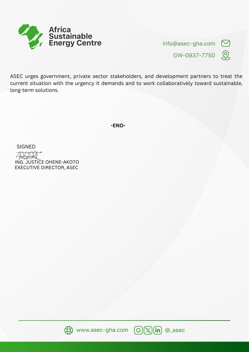 _asecgh's tweet photo. ‼️ Press Release ‼️ 

Ghana Risks Losing Up to $2 Billion if Power Outages Persist, Warns ASEC

Read the full report here: https://t.co/Aqq7SPgT0m

@3NewsGH  @Channel1TVGHA  @Citi @maxtvgh @metrotvgh  @asaaseradio995 https://t.co/td25CvIUgh