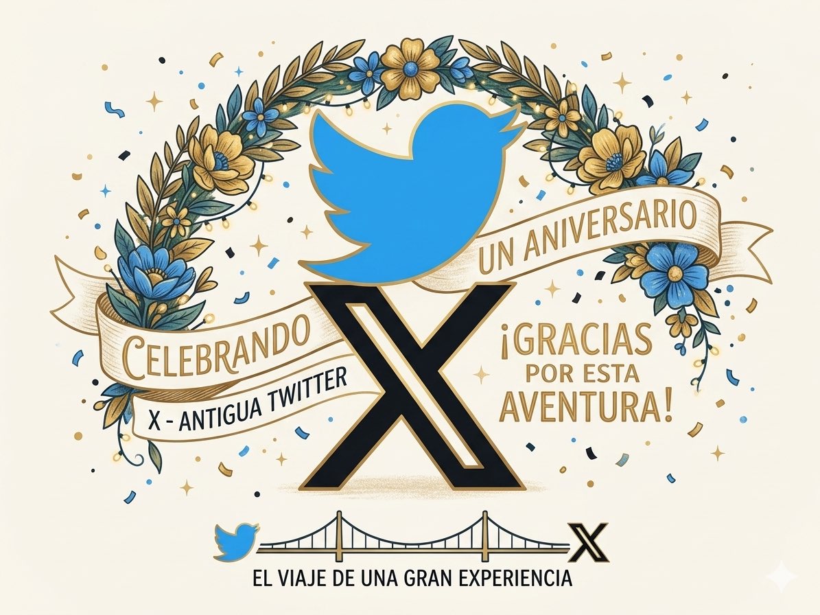 Viernes 17
"¡Increíble celebrar mi aniversario en la plataforma X, la antigua Twitter! Ha sido una experiencia fascinante compartir mis ideas, descubrir nuevas perspectivas y conectar con personas increíbles. ¡Gracias por este viaje lleno de inspiración y comunidad! 💙