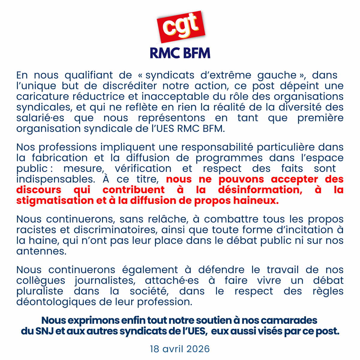 La CGT RMC BFM - CMA Media tweet media