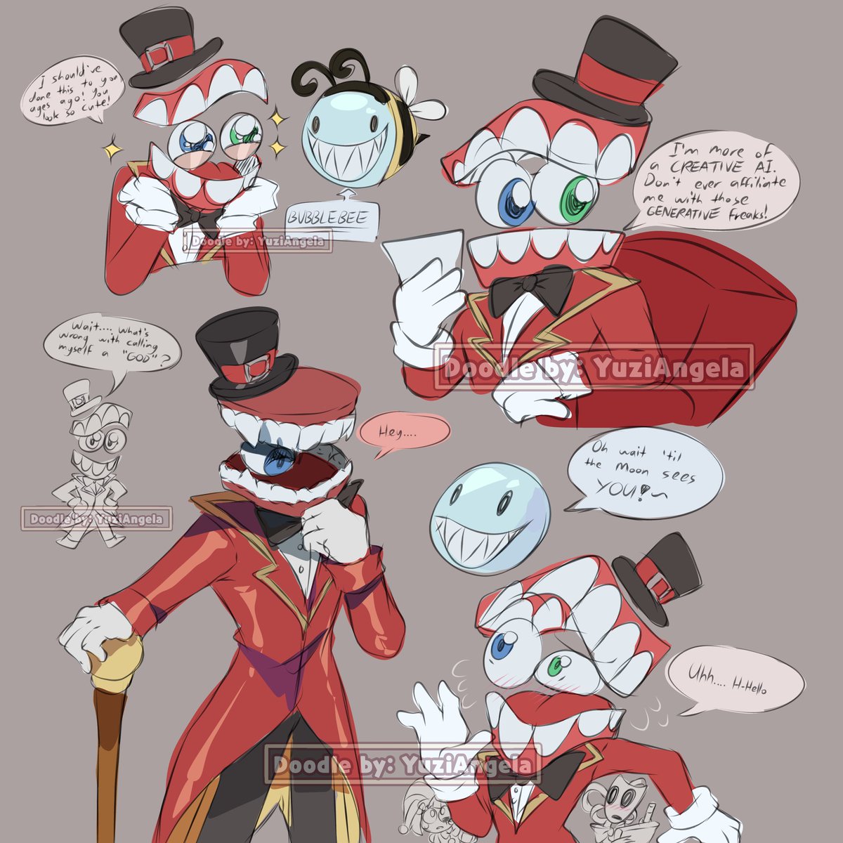 yuzi_angela's tweet image. Did multiple doodles of Caine cause I was bored 🦷 

#tadc #cainetadc #tadcbubble #digitalcircus #fanart