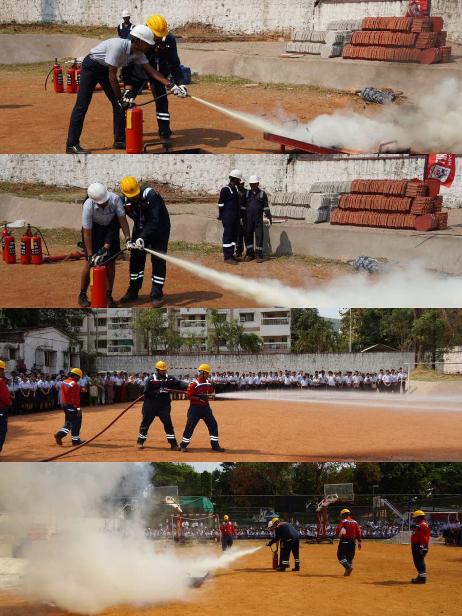 IN_NCSVizag's tweet photo. #NCSVizag Nausena Baugh conducted a Mass Evacuation &amp; Fire Safety Drill on 17 Apr 26 as part of #FireSafetyWeek in collaboration with the @HPCL team. Students gained hands-on awareness and practical safety skills. https://t.co/hOGYwBvuLa