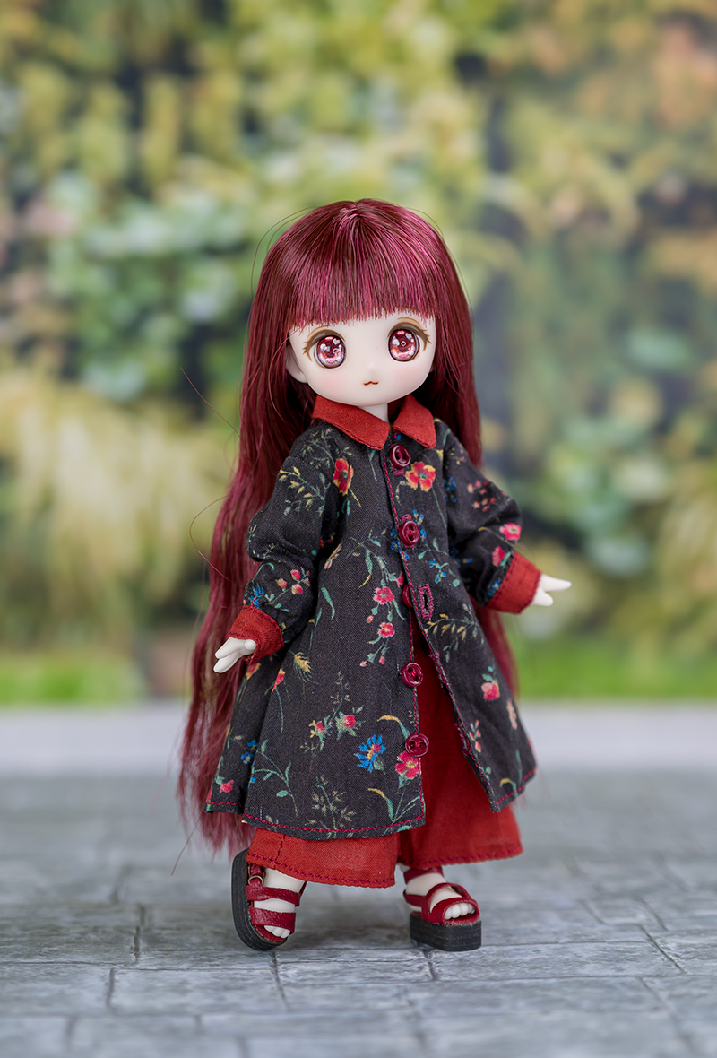 ロングシャツセット　黒橡（くろつるばみ）　オビツ11サイズ

【シュガーカップス　ピコニーモPボディ着用例】