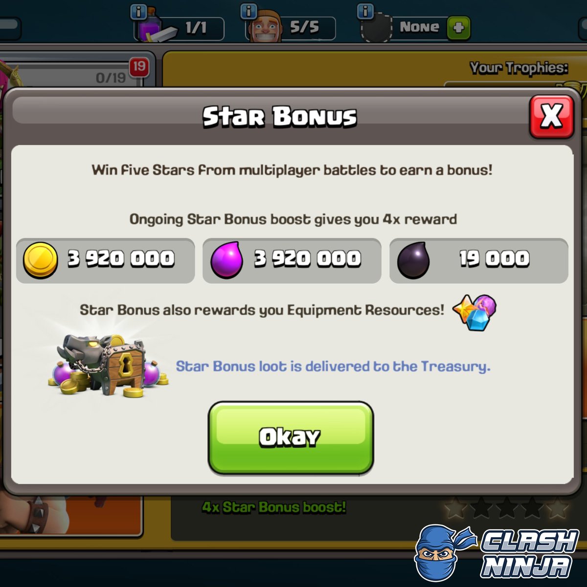 ClashDotNinja's tweet image. 2x Star Bonus is active!

Starts: 18th April 2026 @ 08:00 UTC
Ends: 22nd April 2026 @ 08:00 UTC

This also boosts the amount of Ores received as part of the Daily Star Bonus too.

#ClashofClans