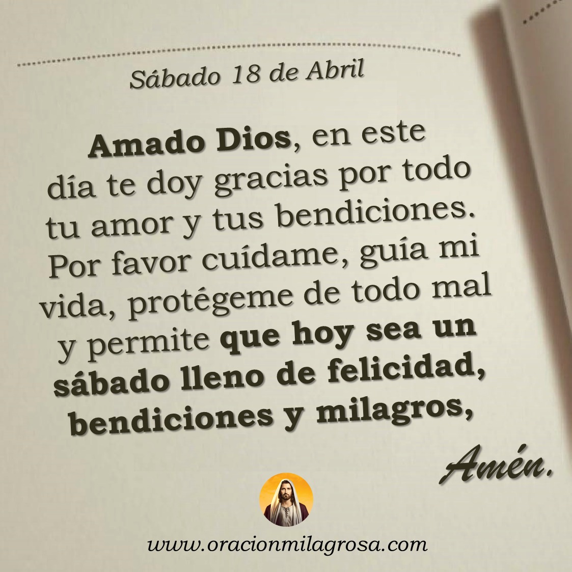 Feliz y bendecido sábado que la presencia de nuestro señor Jesucristo y su espíritu santo nos guíe y acompañe en todo momento, amén.