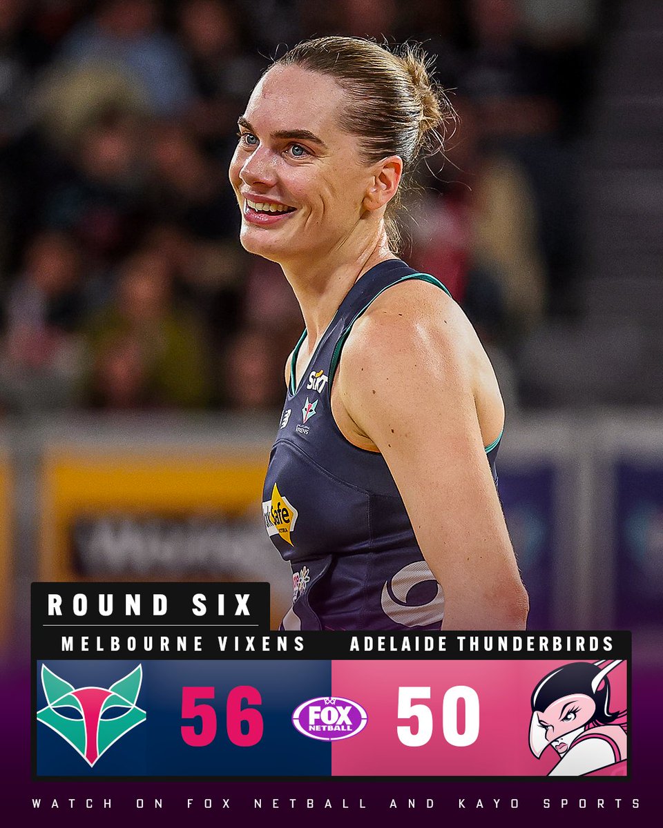 fox_netball's tweet image. The Vixens storm home to win it in Kiera Austin's 100th SSN appearance ❤️  

Every game of Suncorp Super Netball live and ad-break free during play on Fox Sports, available on Kayo.
#Netball #SSN2026