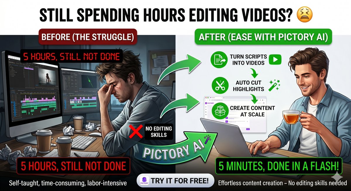 LeoNguyen137's tweet photo. Stop the editing headache and let Pictory AI handle the heavy lifting.
Text --> Video (in minutes) 
🎬 Highlight Cutter --> Fully Automated 
✂️ Skills Needed --> NONE 💯
It's time to create content at scale
Try now: https://t.co/HdrbhTIs4B 
#videoediting #PictoryAI #videoeditor https://t.co/S1NHTSrM4Z