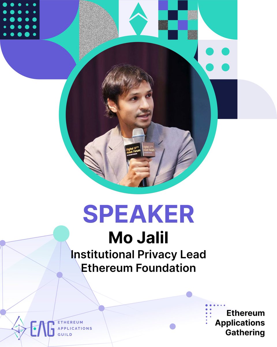 EthAppsGuild's tweet photo. 🎙️ We’re excited to announce that Mo Jalil @motypes, Institutional Privacy Lead at Ethereum Foundation @ethereumfndn will join us as a speaker at Ethereum Applications Gathering in HongKong.

💫 Join us to explore what to build, and what actually matters.

⏰ Time: Apr. 22, 11:00 - 17:30
📍 Location: MainStage, Hall5BC, HKCEC
🎟️ Register Now: https://t.co/qRxwa8b8FD

#AppGathering #Ethereum #Web3Festival #EAG