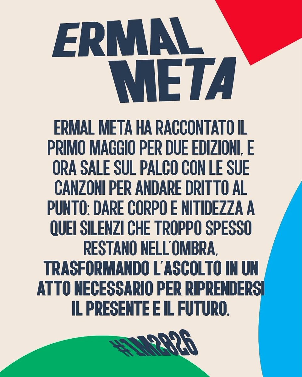 famedalupi's tweet image. #Repost @primomaggioroma
...
La sua scrittura attraversa storie, emozioni e tempo.
Ora torna dove la sua voce si amplifica: Piazza San Giovanni.
Ermal Meta a #1M2026. ✨