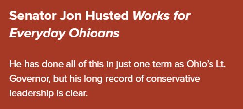 What is going on over at the Jon Husted campaign? AI or forgot to update his old LG campaign template?

This is sloppy.
