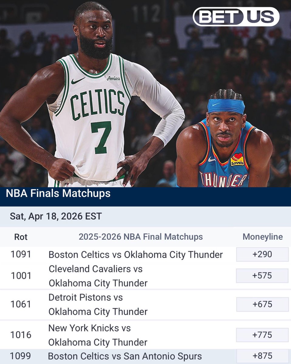 The Celtics and Thunder are the favorites to matchup in the 2026 NBA Finals at <a href="/BetUS_NBA/">BetUS NBA</a>.

Which potential matchup are you rooting for? 🏆
