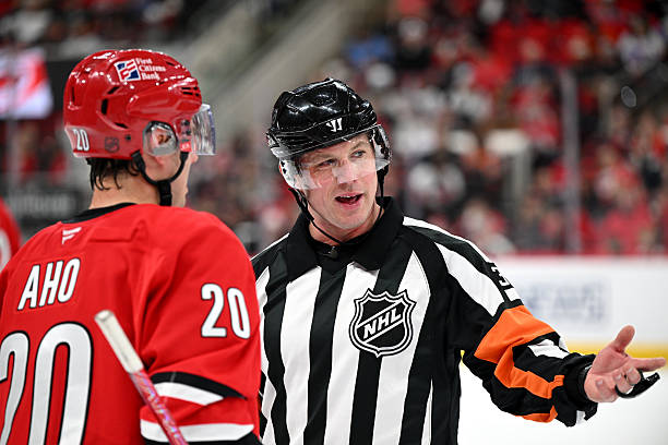 ScoutingTheRefs's tweet photo. Referee Brandon Blandina (#39) is making his playoff debut today, working Senators vs. Hurricanes alongside Wes McCauley (#4). Today's NHL Stanley Cup Playoff officials:
https://t.co/kg3BznKVni 
#GoSensGo #CarolinaCulture #OTTvsCAR #Sens #Canes #Senators #Hurricanes https://t.co/RJKB26HSTg