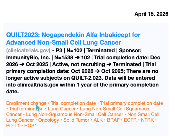 MK2forU's tweet photo. Anktiva in lung cancer: $IBRX advanced the completion date of the Quilt 2.023 phase 3 trial by 14 months, likely securing sufficient long-term data and a solid foundation to support the confirmatory randomized phase 3 ResQ201A trial of Anktiva plus CPI. Such data could support a BLA in the US, similar to the approval already granted in Saudi Arabia.