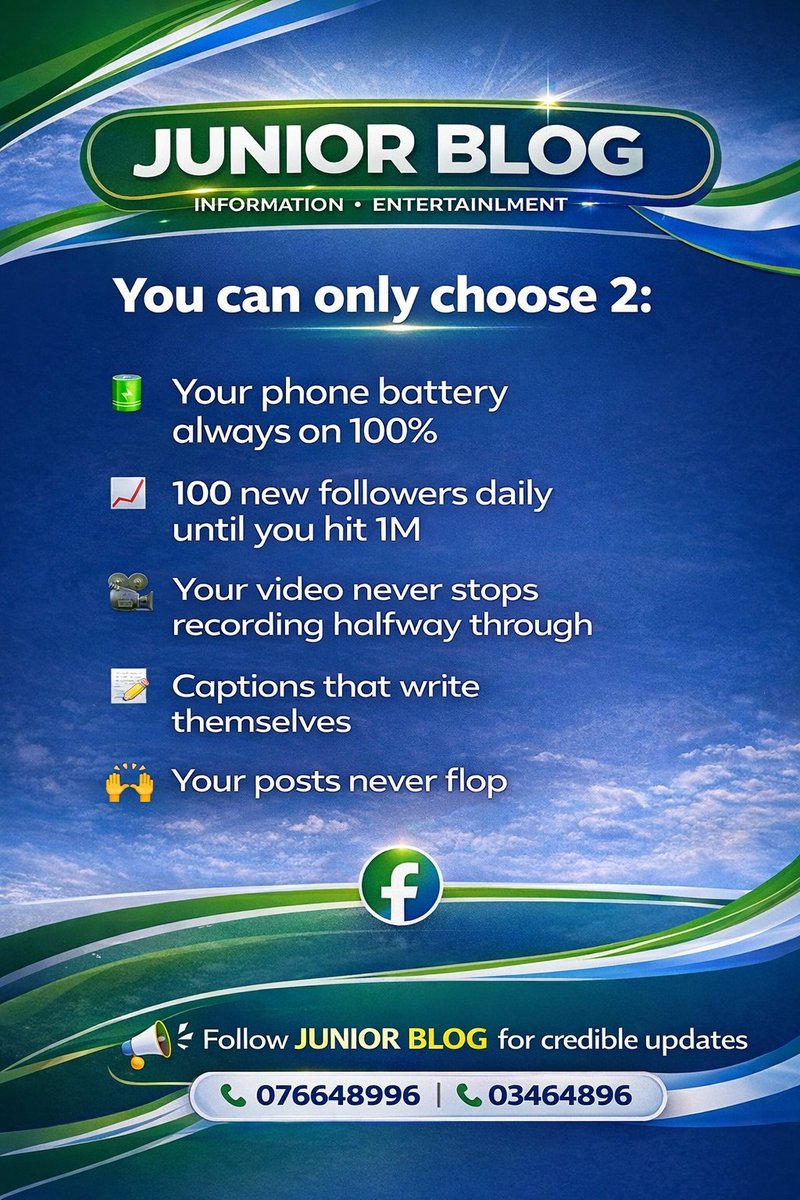 StanleyBangura1's tweet image. Stay informed with #JUNIOR BLOG

YourTrusted Source of Credible and Timely News

#JUNIORBLOG

#Comment
#Like
#Share