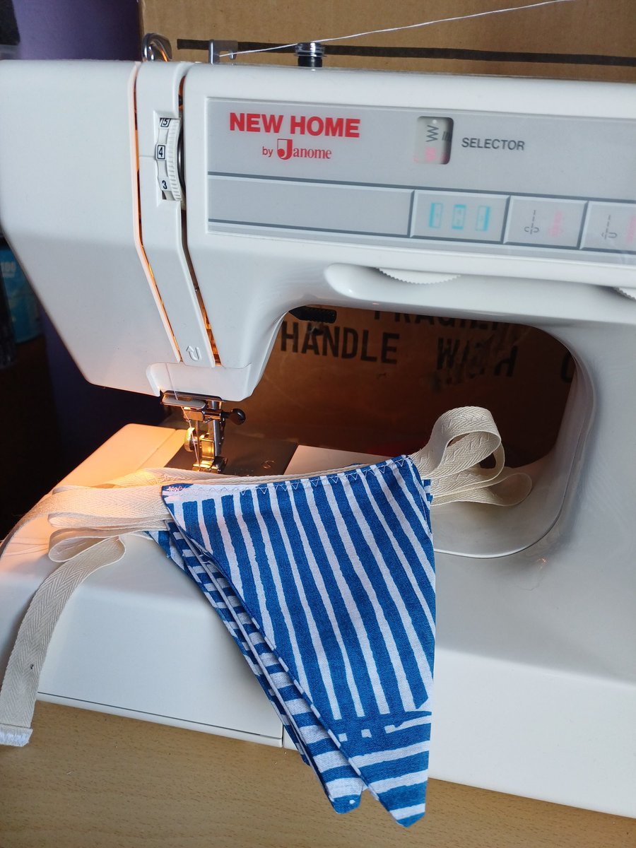 kendie's tweet image. A few hours, an ex display pillow case, some tape and an idea. Some new bunting made for the shed. Need get some new fairy lights before I put it up! #sewing #creative #sewingproject #bunting