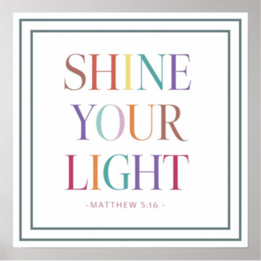 NickOlahJohn's tweet image. Rainbow Shine Your Light Bold Scripture Poster.
zazzle.com/rainbow_shine_…
You were made to shine. ✨ "Shine Your Light" — Matthew 5:16, bold rainbow print on Zazzle. Posters, mugs, totes, tees, stickers.  #ShineYourLight #bibleverses #gloryofthegodhead