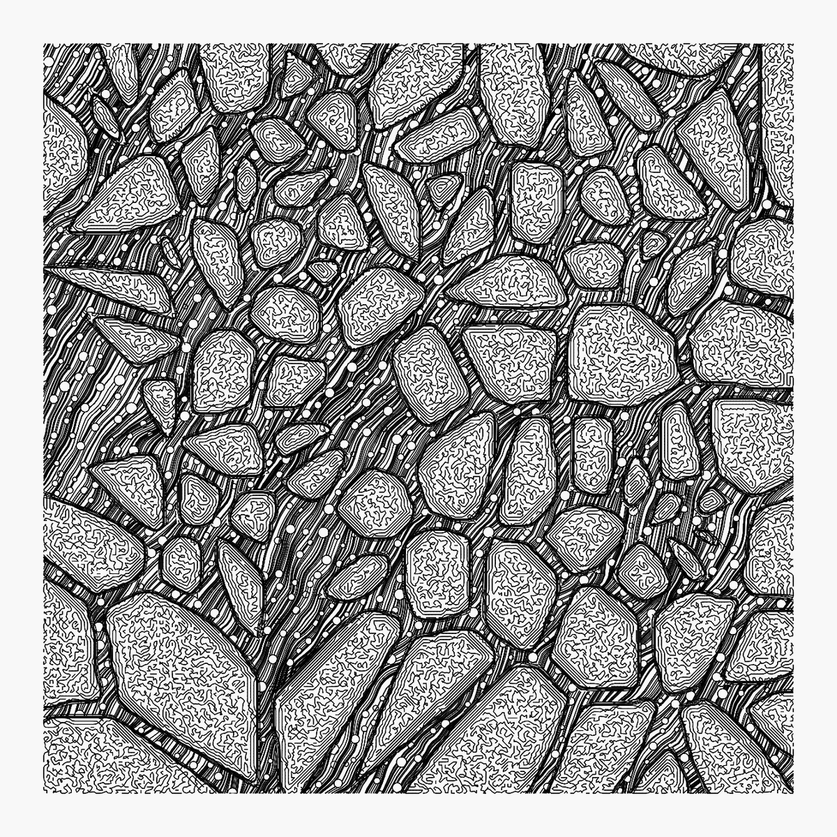 CCDDBB's tweet image. W.I.P. Metastasi #2
Working an new patterns.

#javascript #plotterart #plottertwitter #generativeart #genart #digitalart #abstractart #graphicart