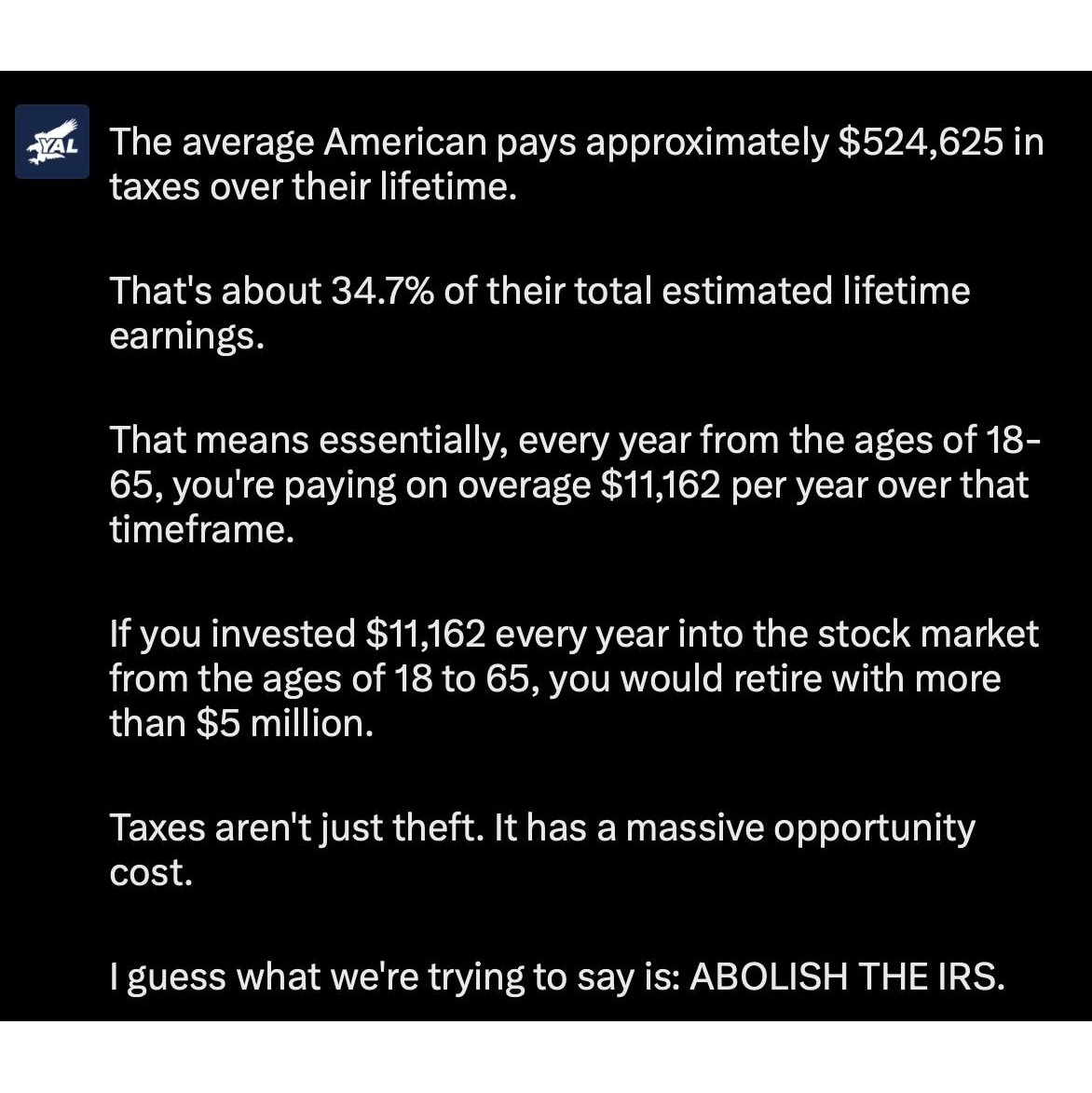 gwpro's tweet image. Even broad and rather conservative assumptions result in a very tragic outcome.  #Taxation #theft #control #IRS #government #retirement #savings #economics #optout