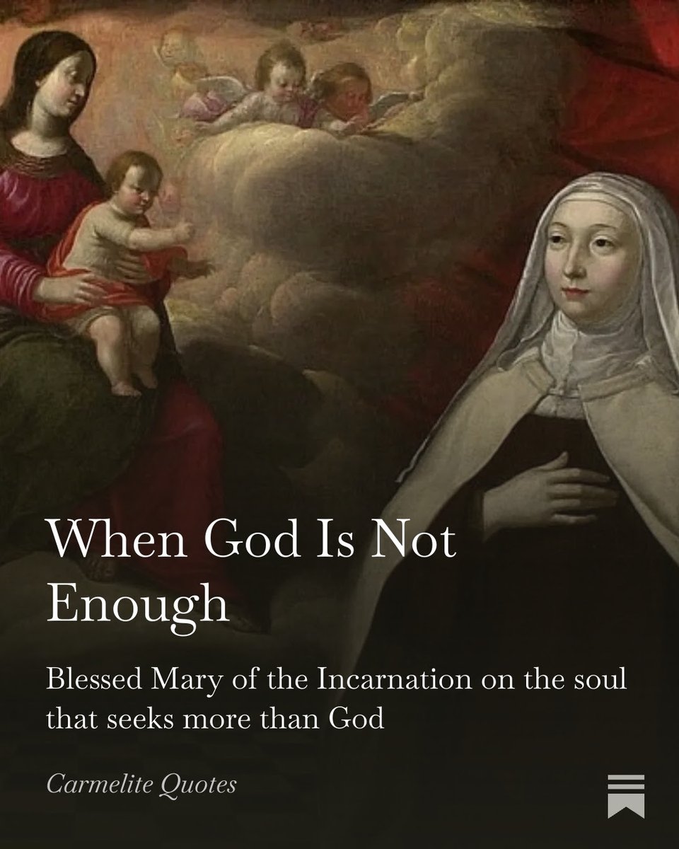 carmelitequotes's tweet image. 🔥 If God Himself were present within you… would He be enough? Blessed Mary of the Incarnation asks a hard question about what our hearts still seek.

🔗 twp.ai/4hqENV

#Catholic #Prayer