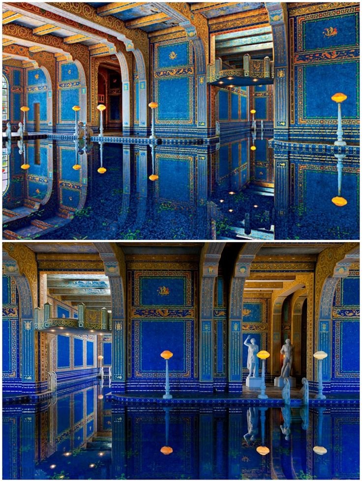 The Roman Pool, a magnificent indoor swimming pool Hearst Castle in San Simeon, California.