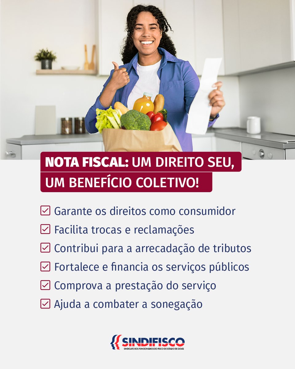 Seja no dia a dia ou em feriadões: pedir a nota fiscal faz toda a diferença.
 
Solicitando o documento fiscal em todas as suas compras, você contribui para a arrecadação correta de impostos, fortalece os serviços públicos e ajuda a combater a sonegação fiscal. Fica a dica!