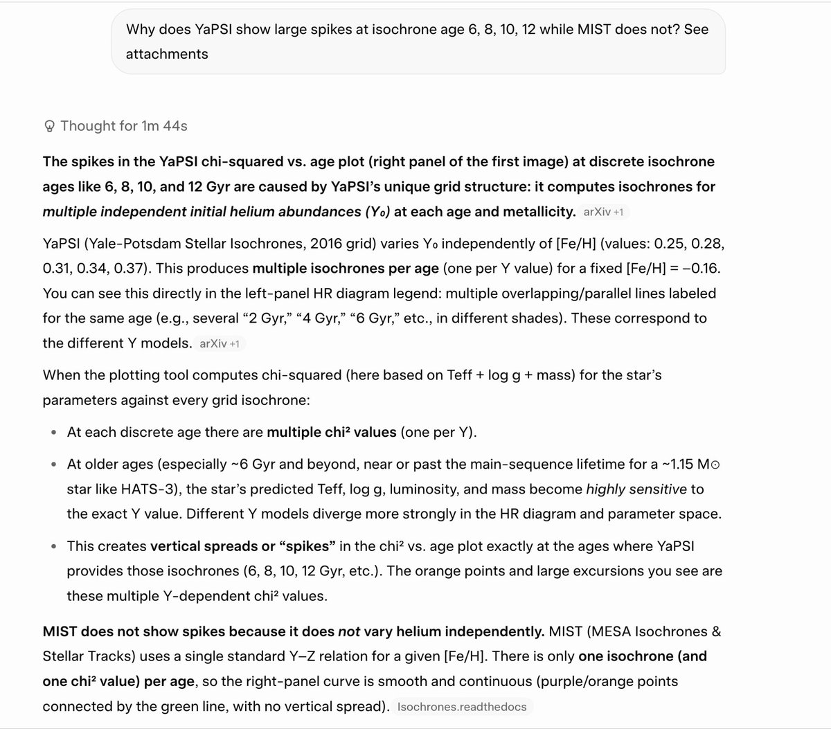 jkarpin2's tweet image. Grok: why YaPSI shows large spikes at isochrone ages 
6, 8, 10, 12 while MIST does not.
👨‍💻👨‍💻👨‍💻

waps.cfa.harvard.edu/MIST/

astro.yale.edu/yapsi/

#astronomy #astronomer #astronomers #Astrophysics #astrophysicist #TESS #Python #exoplanet @claudeai #Claude @ai_anthropic #Grok