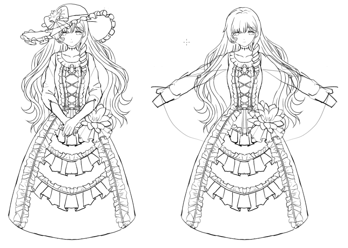 BP_spinach's tweet photo. はぁ……はぁ……やっと立ち絵ができたぞ……
次は立ち絵で見えないドレスの部分を見せるためにT字ポーズ差分と帽子脱いた差分だ🤮

naokiおじさんには俺が何に感銘を受けてこのキャラデザ作ったのか一発でわかると思う https://t.co/Oqw0koIikt