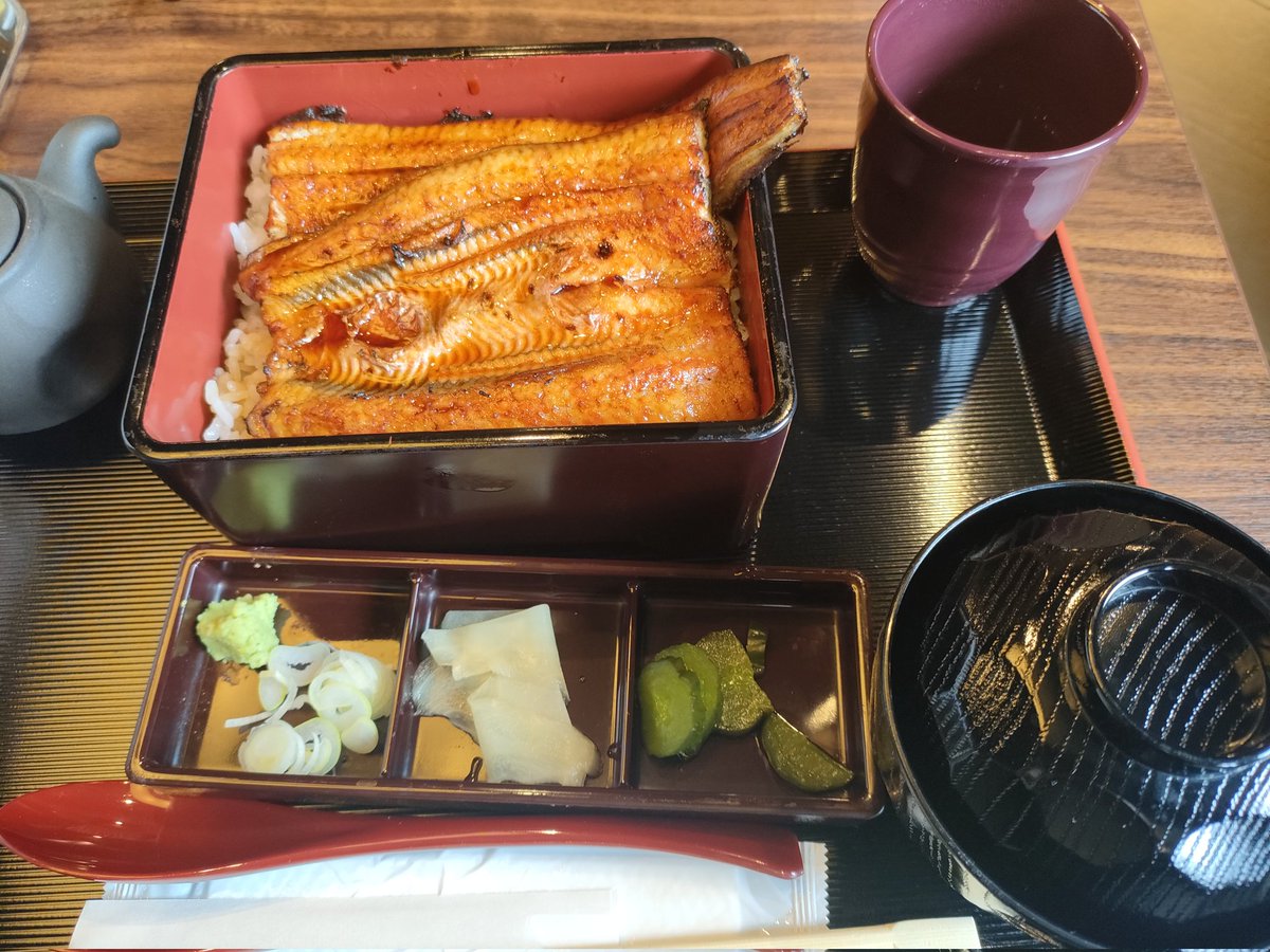 Sunami441's tweet photo. うなぎの成瀬。
うな重上の竹2500円（鰻2/3）でまわりの方は殆どこれを頼んでいた🙄
おそらくニホンウナギという名前の中国産だが、少しまえに食べた人気店うな一（3900円位）より身に厚みがありふかふかで美味しく感じる。（貧乏舌なので参考にされないように😔） https://t.co/v2wnBCuorY