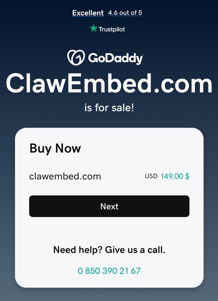 ahmad_alhazem's tweet image. ClawEmbed.com is up for grabs.
Clean, brandable, and priced to move $149 wholesale.

If you’re moving inventory, drop 3 wholesale domains below 👇
Always open to swaps or bundle deals.

💌 DM if you want the details or ready to secure it🔥

#domains #wholesale