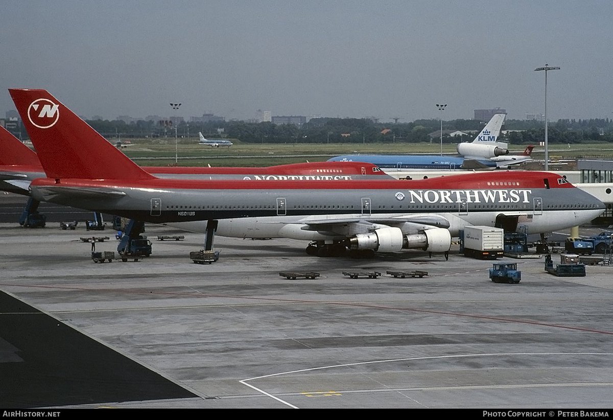 n194at's tweet image. Northwest Airlines
Boeing 747-151 N601US Line #27
AMS/EHAM Amsterdam Airport Schiphol
Date: 1994
Photo credit Peter Bakema 
#AvGeek #Aviation #Airlines #AvGeeks #Boeing #B747 #QueenOfTheSkies #NWA #NorthwestAirlines #Amsterdam #AMS @Schiphol @nwa_airlines