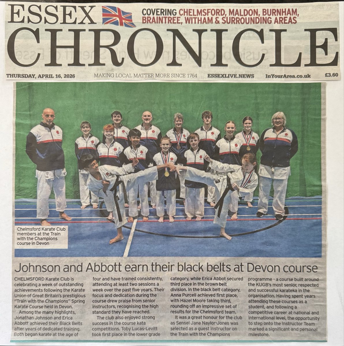 Chelms_Karate's tweet photo. Fantastic  @essexchronicle report on our 2 new Blackbelts &amp; our medal winners! Great news!  Well done! @ActiveEssex @CCHS4GPE @ChelmsCouncil @mariecgoldman @BBCEssexSport @RobertTheBrit @ShotoTigers https://t.co/VmMiY1MwUZ