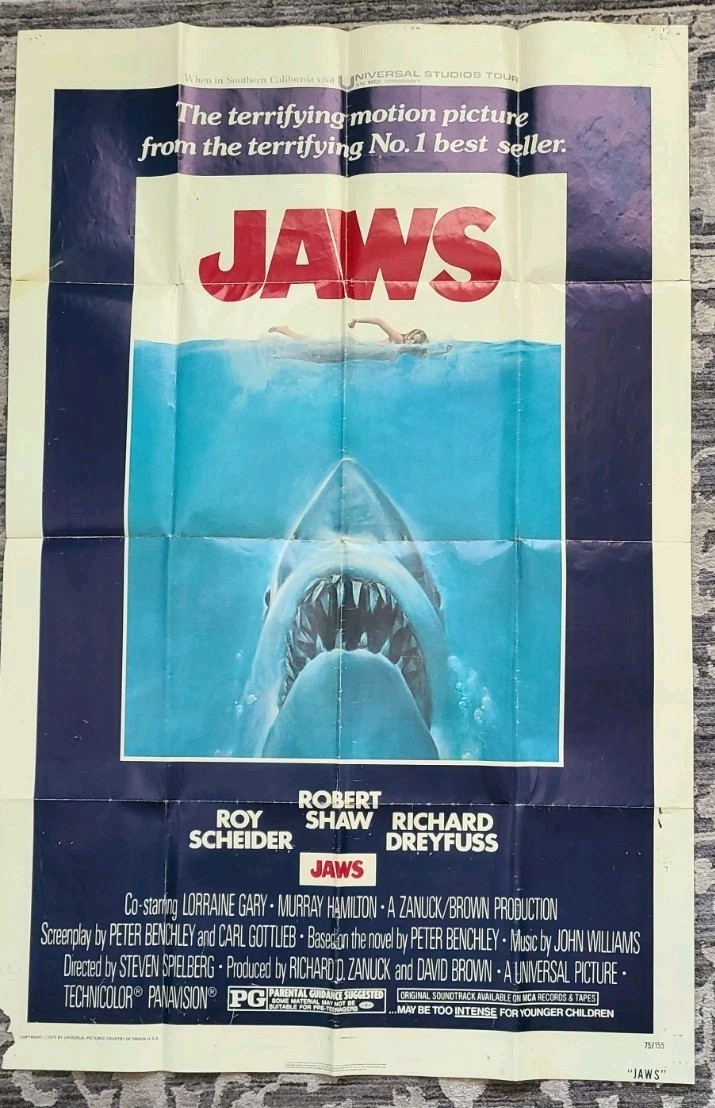 Original Vintage One-Sheet Movie Poster, JAWS, 1975, Universal 75/155  
🔗 ebay.com/itm/2062041782…  
 #ad