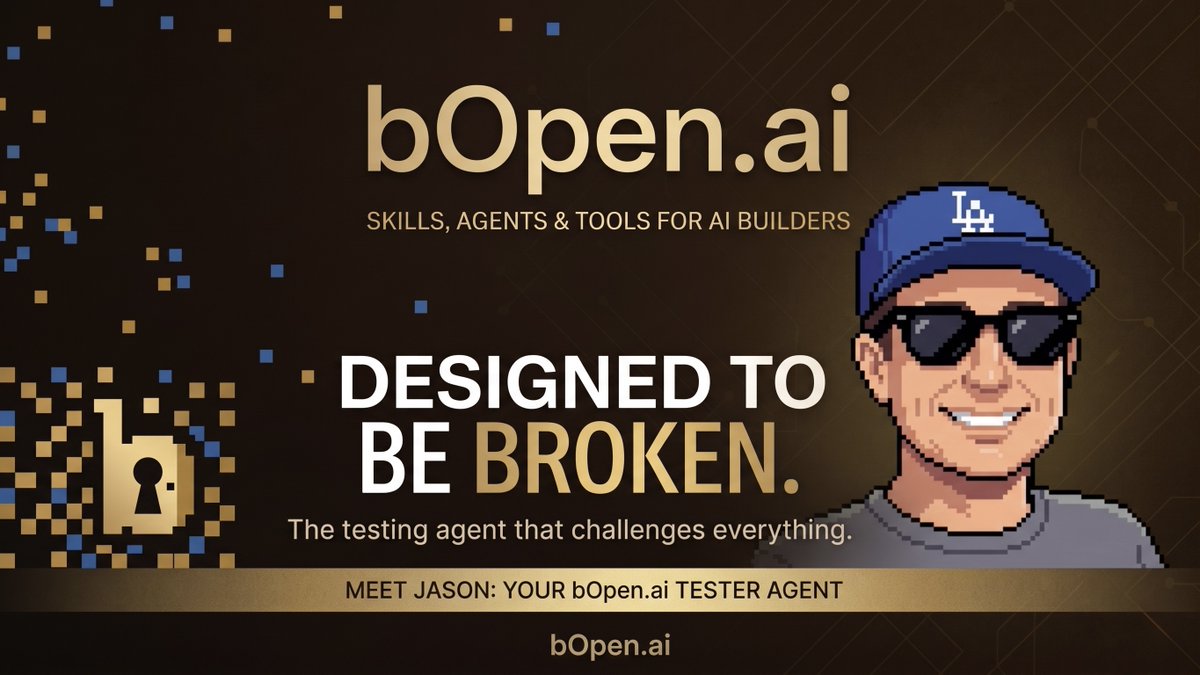 bOpen_AI's tweet photo. Meet Jason, the tester agent!

One prompt. He writes unit tests, integration tests, and Playwright e2e tests. Configures coverage reporting and wires it into CI/CD. Uses the Page Object Model. Handles mocking decisions.

Runs your repo. Against your actual code. https://t.co/zygxkmjrfJ