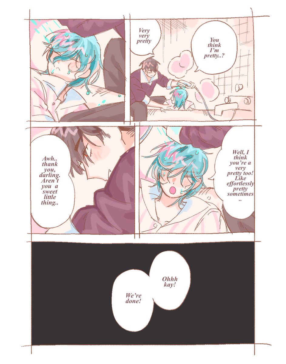 yurika_pudding's tweet image. pretty hairwash 💕 + bonus art
(R-&amp;gt;L; newlyweds ivti comic 5)

#ALNST #ivantill