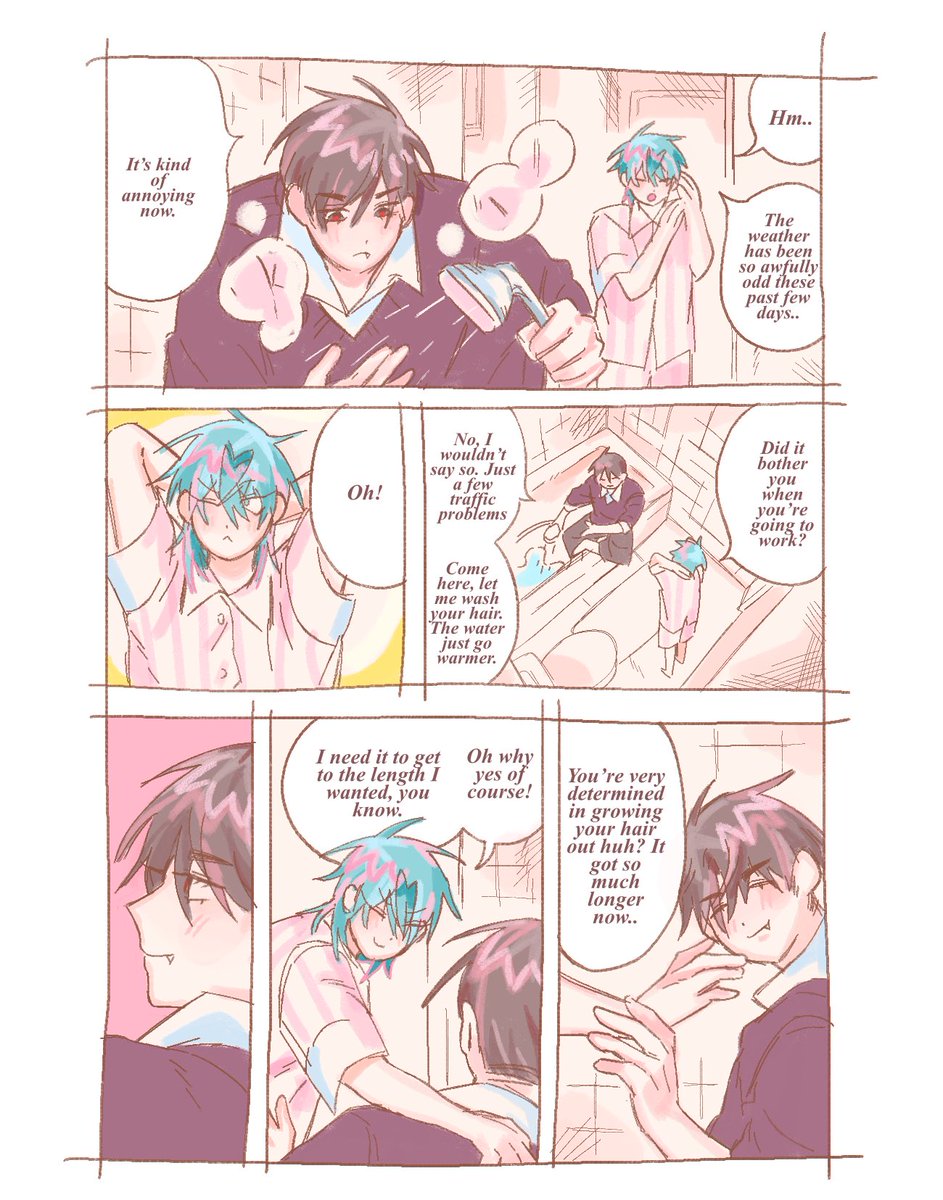 yurika_pudding's tweet image. pretty hairwash 💕 + bonus art
(R-&amp;gt;L; newlyweds ivti comic 5)

#ALNST #ivantill